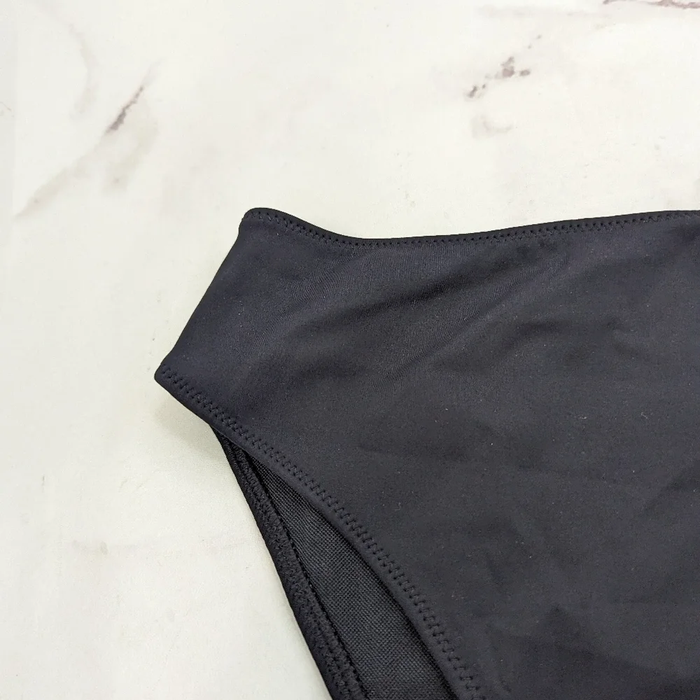 Good American Swim Bottom Women Black High Rise Bikini Cheeky Scuba